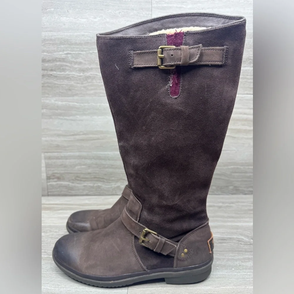 UGG Thomsen Suede Knee-High Boots Shearling Lined Boots Womens Size 9